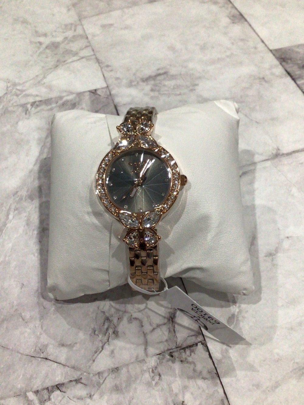 Invicta Rose Gold Bracelet Watch with Gray Dial and Crystal Accents